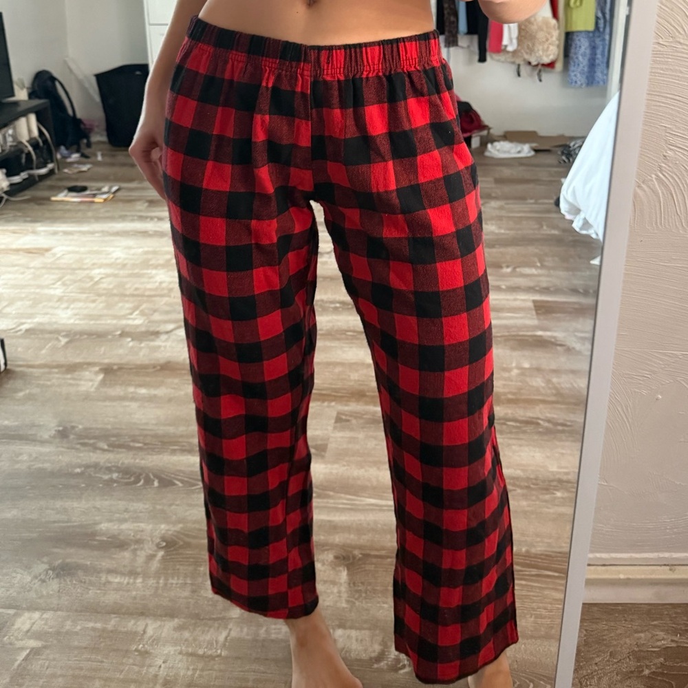Red and Black Plaid Pajama Pants
